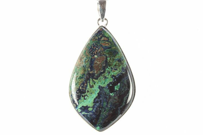 Vibrant Malachite and Azurite Pendant - Sterling Silver #253183